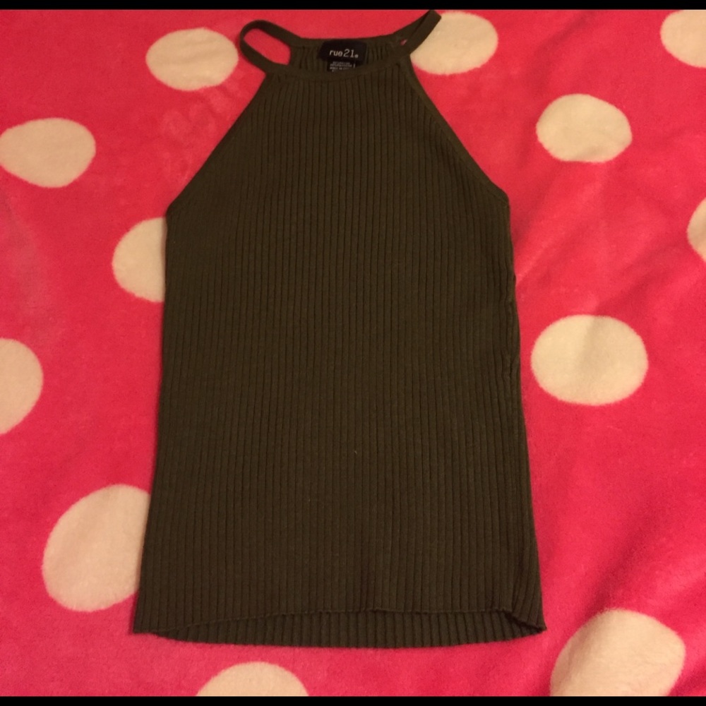 Green ribbed top