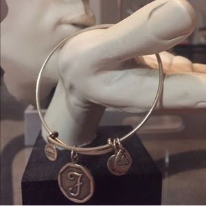 Alex and Ani silver "f" bracelet