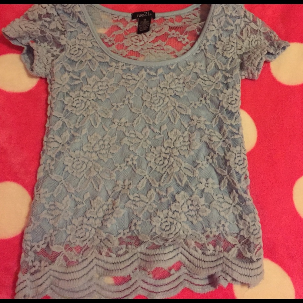 Blue lace top