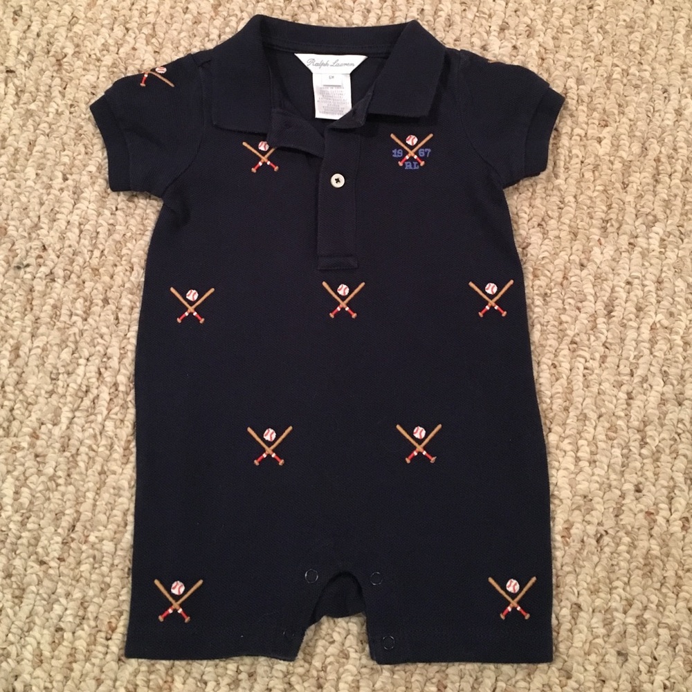 Baseball polo romper