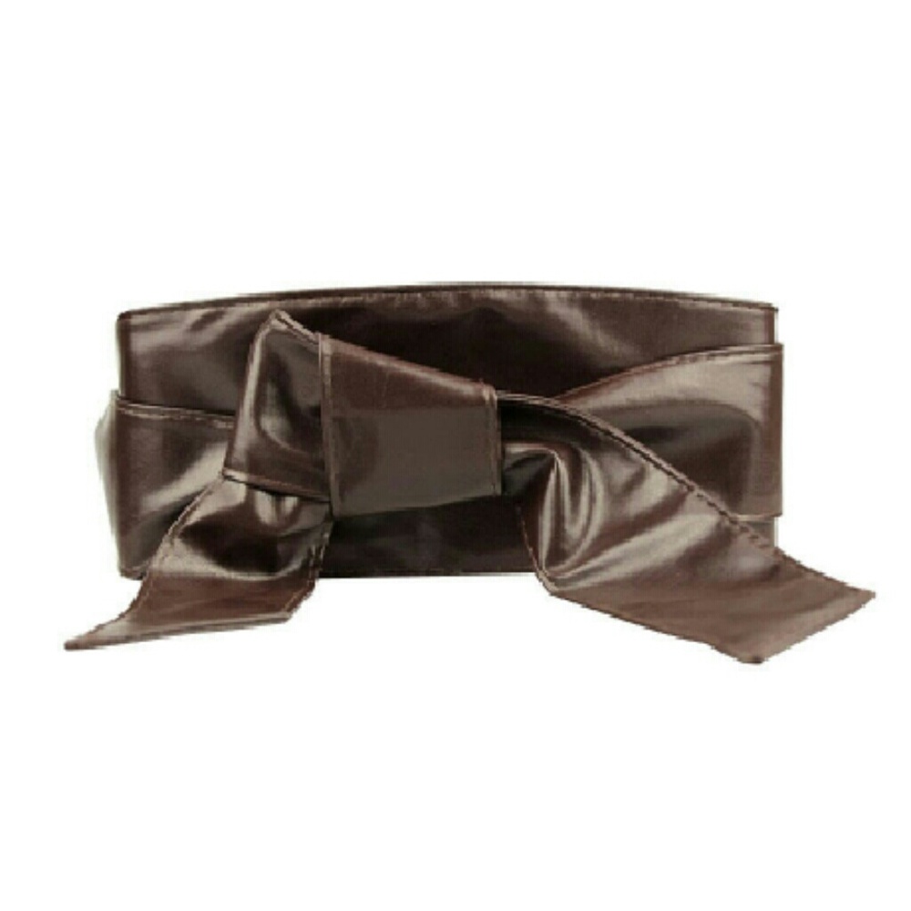 New wide coffee faux leather belt