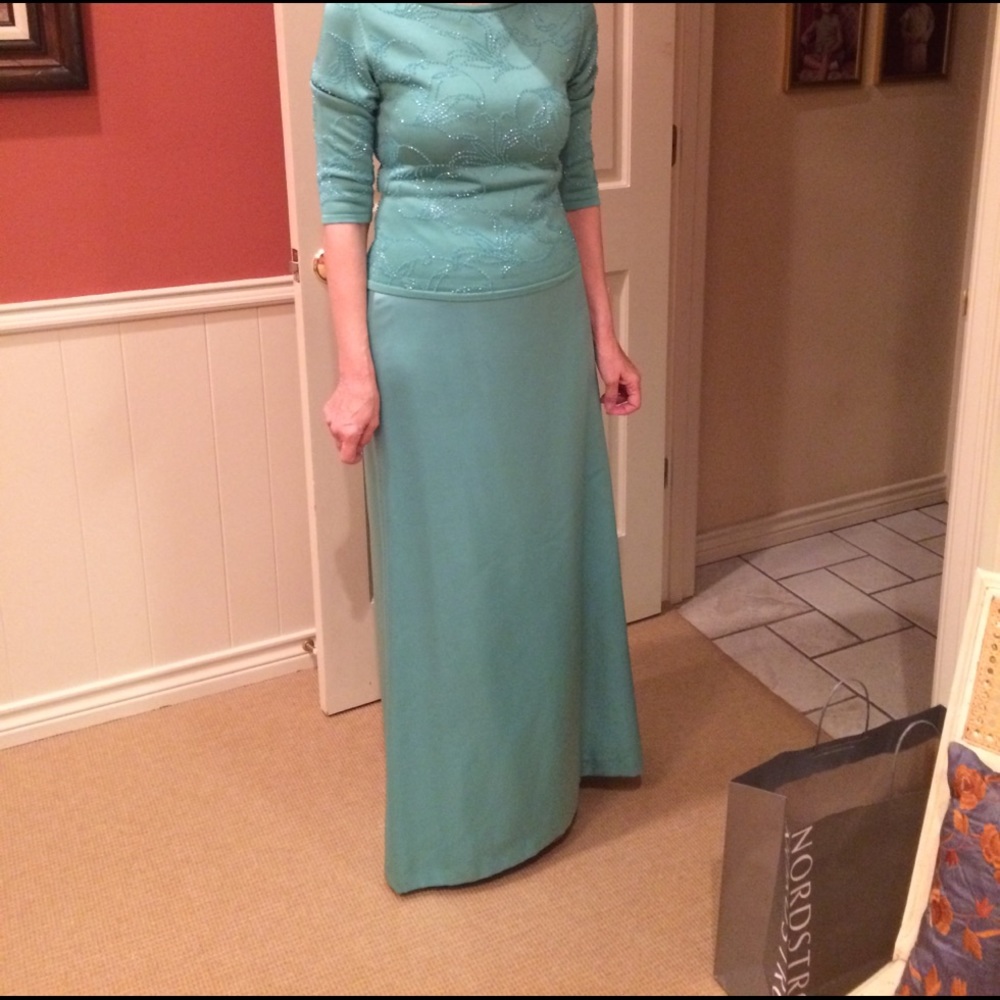 Carmen Marc Valvo after 5 skirt/ beaded sweater.