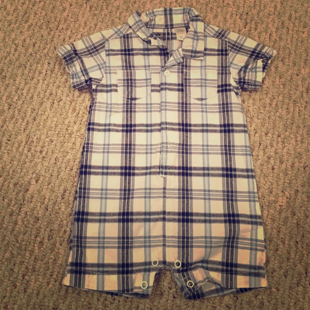Blue plaid romper