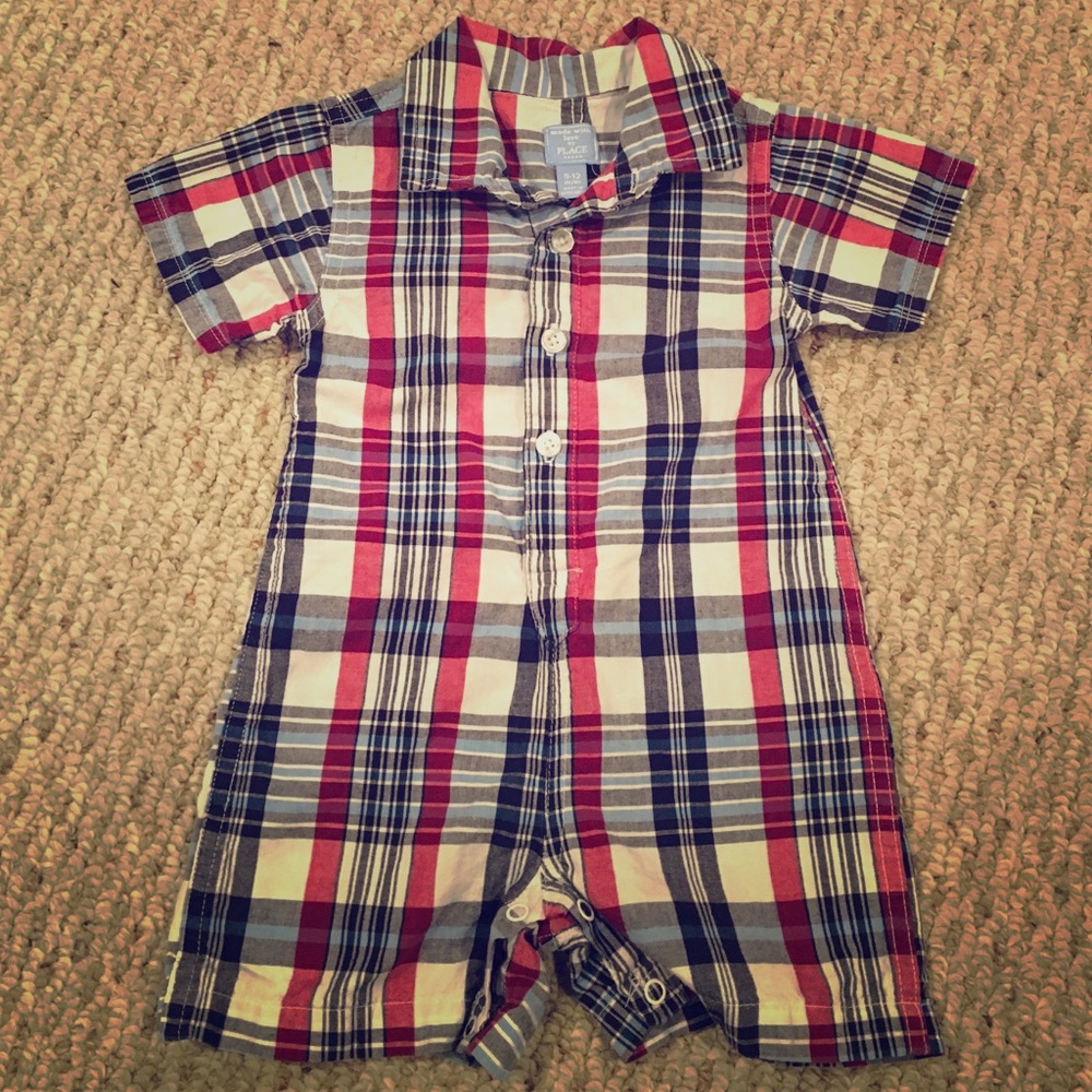 Patriotic plaid romper