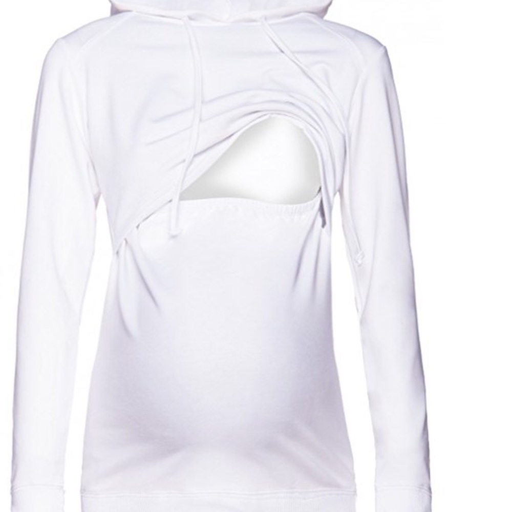 White hooded nursing shirt