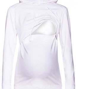 White hooded nursing shirt