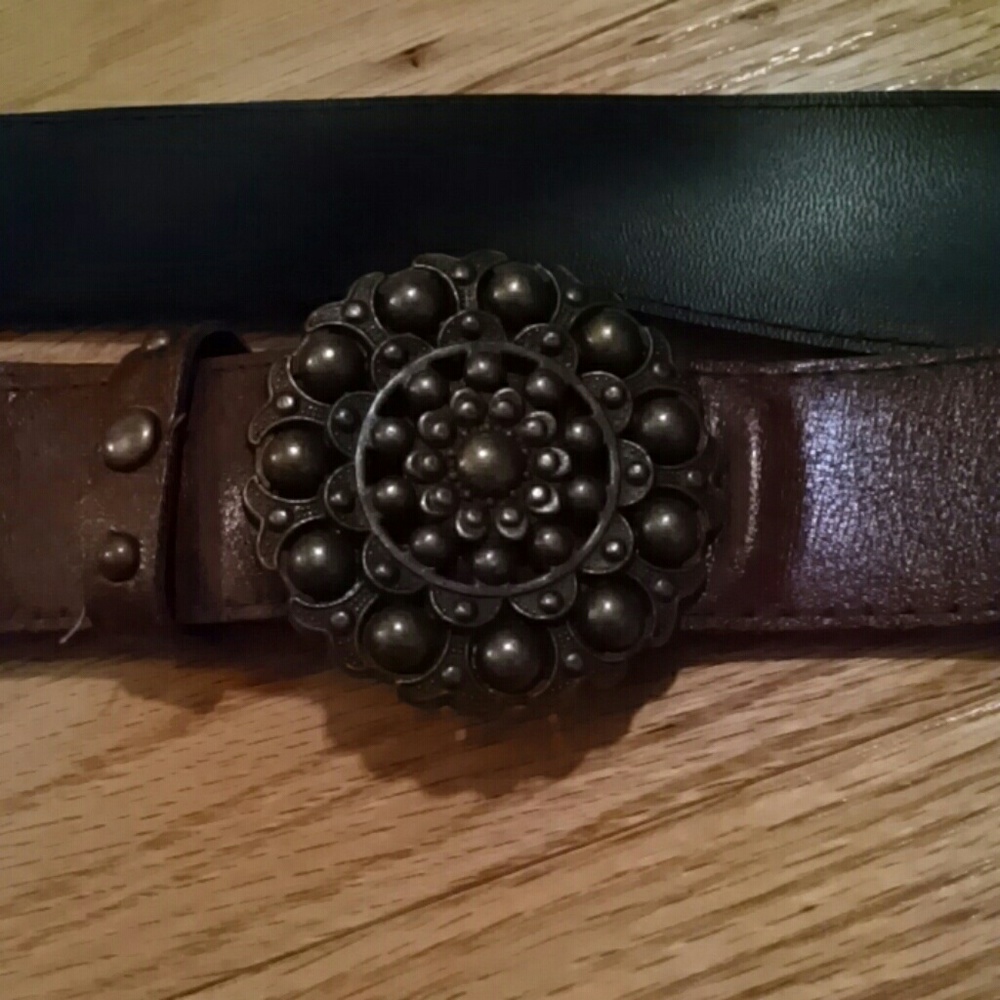 Brown Belt with Decorative Buckle