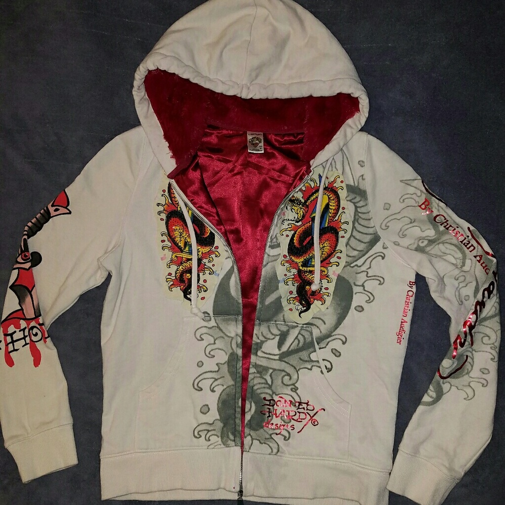 SOLD!!!Ed Hardy Fur lined Hoodie Christian A.