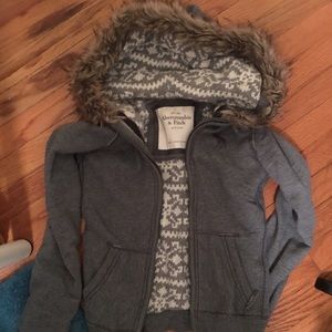 Abercrombie & Fitch gray fur hooded  jacket