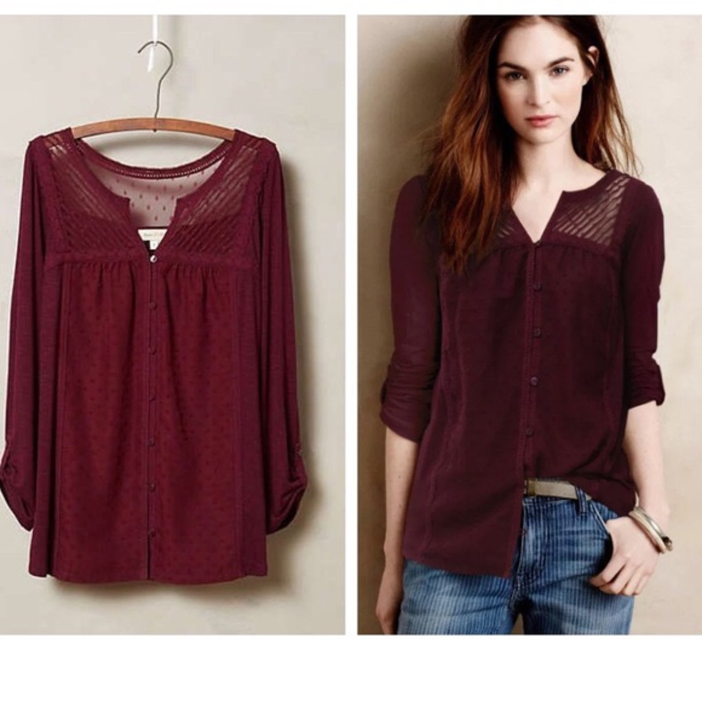 Anthropologie Meadow Rue Tavia Peasant Top