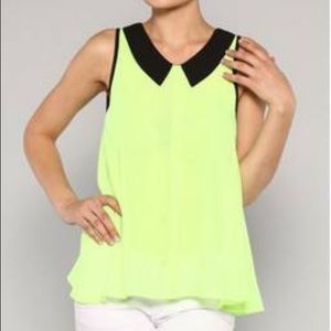 Bright Green Yellow Sheer Blouse Top