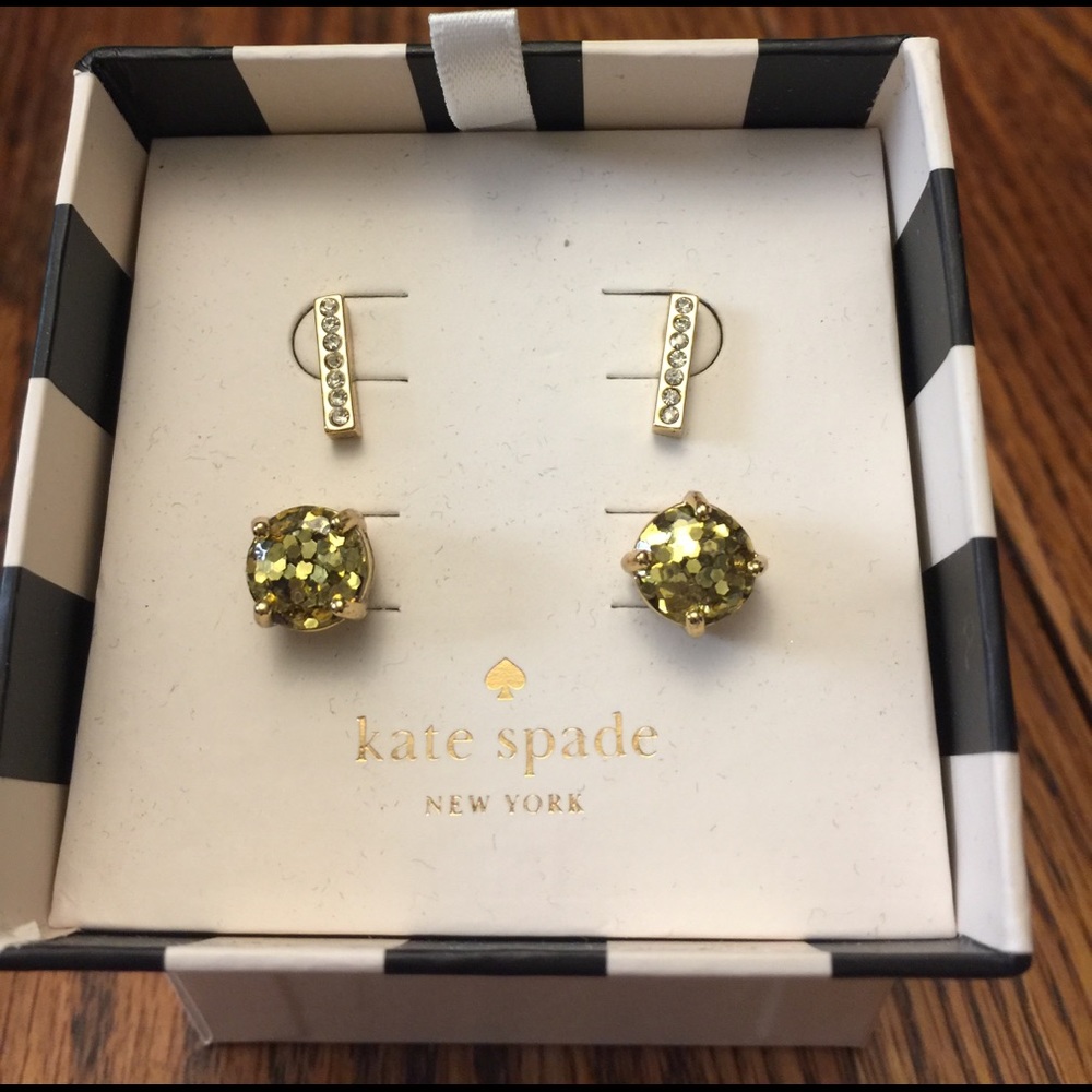Kate Spade pave bar 2 piece stud pierced earrings