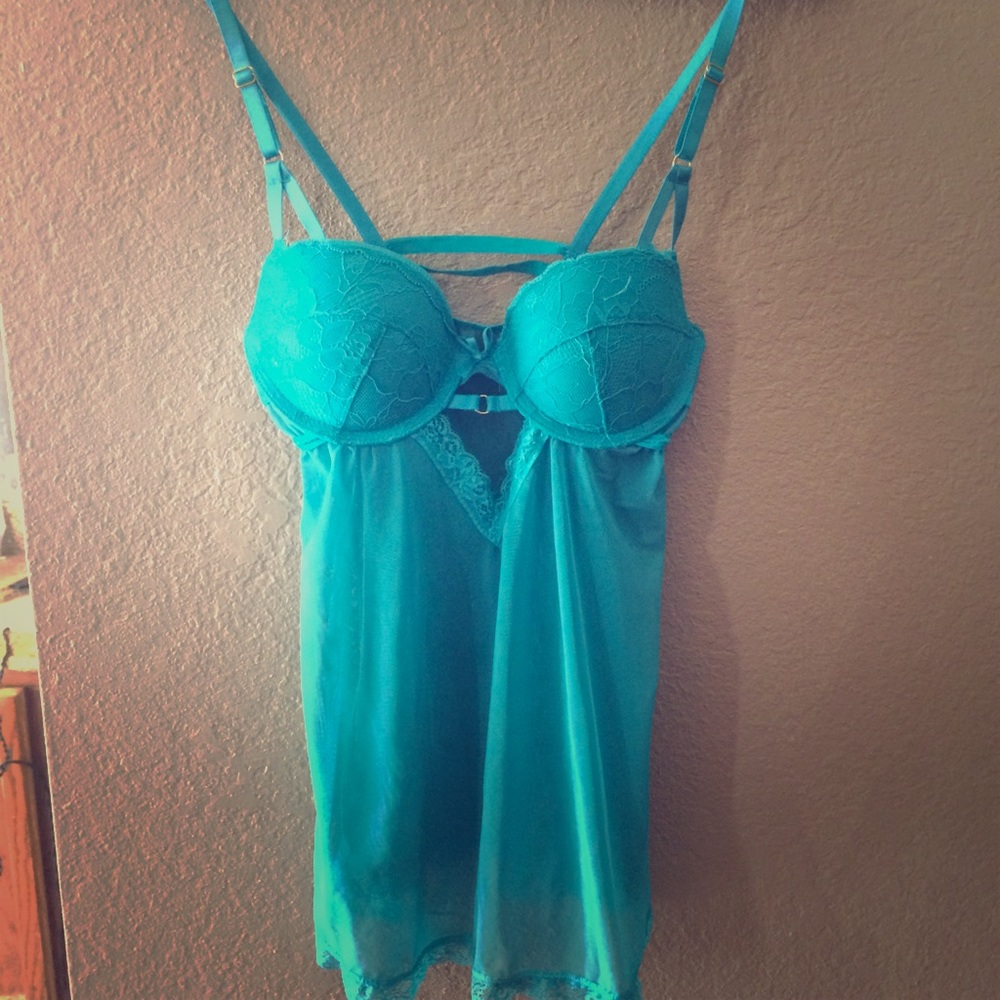 Teal lingerie babydoll chemise