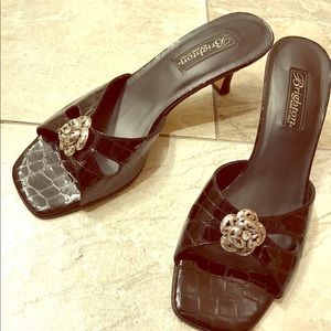 Brighton black and silver short heels