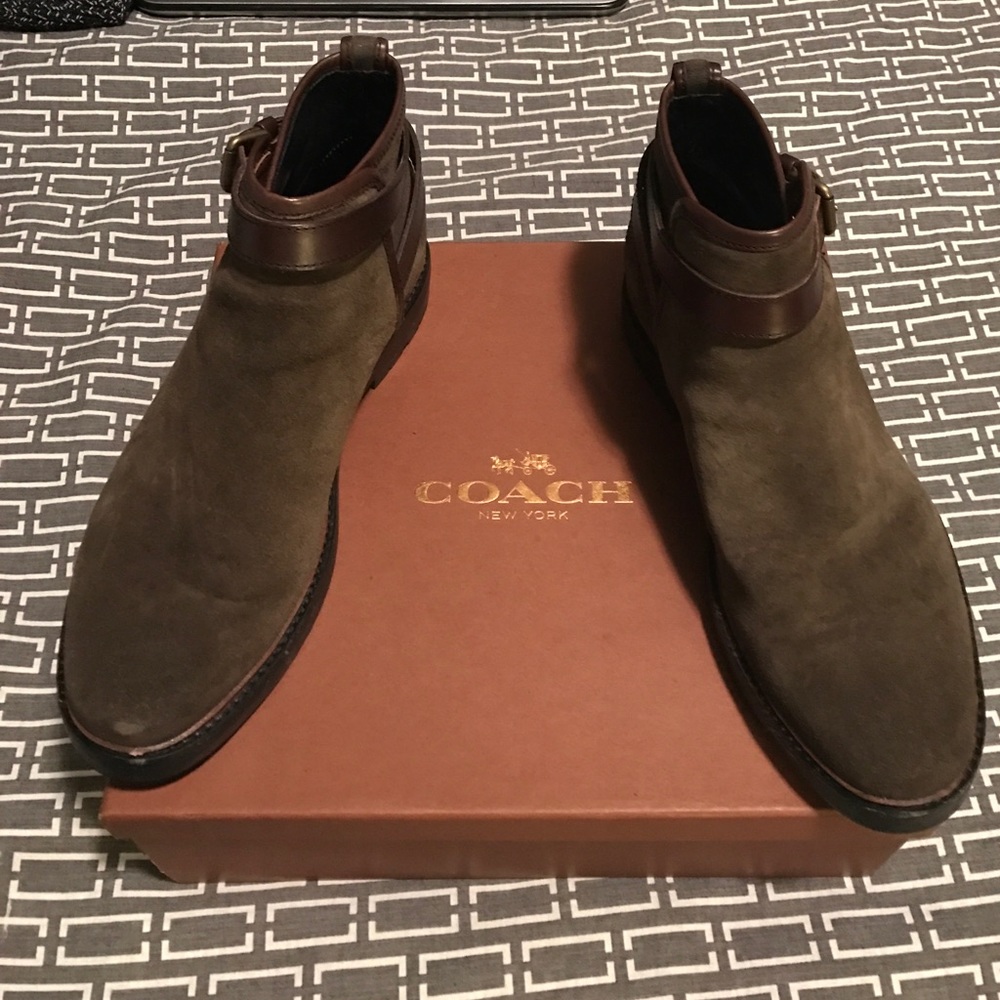 Coach Bryce Suede Buckle Boots