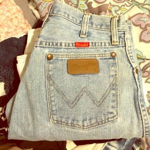 high waisted light wash jeans