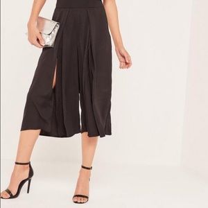 Missguided hammered satin split front culottes