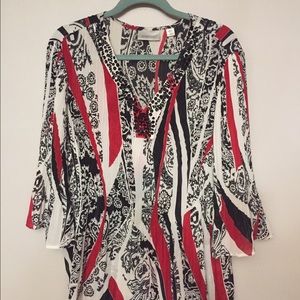 Dressy Red & White Top with Sequins