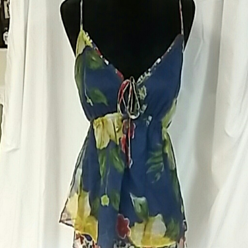 Spaghetti strap shear layered top