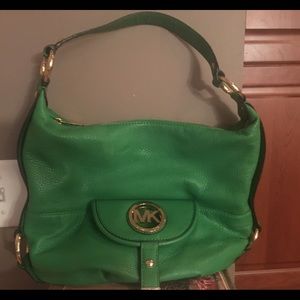 Green leather Michael kors purse