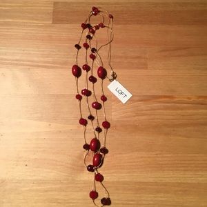 LOFT Red Bead Necklace