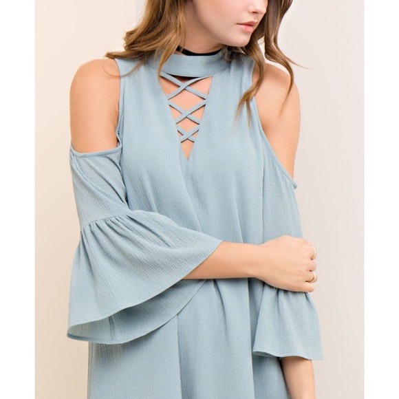 CAYMIELYNN open shoulder dress - SEAFOAM - Picture 3 of 4