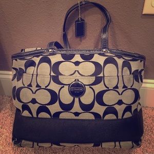 Black and Grey Coach Diaper Bag/Tote