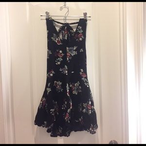 Halter black floral backless romper (size small)