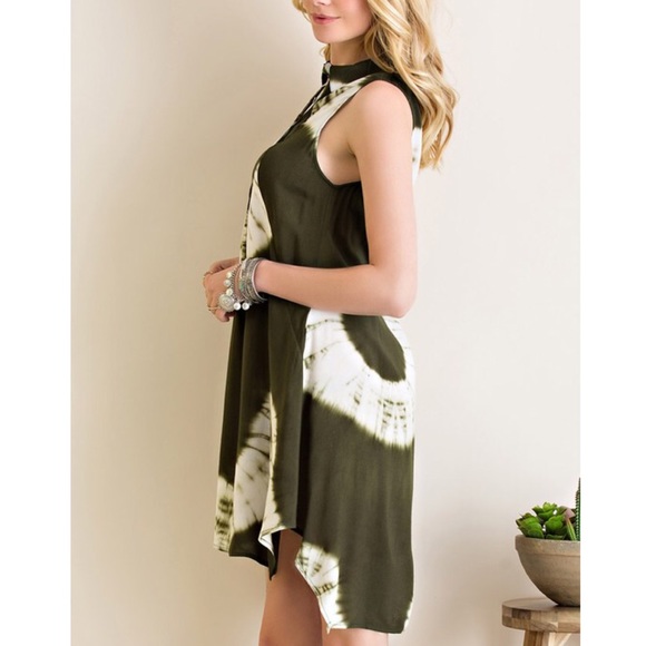 CECILY tie dye dress - OLIVE - Picture 4 of 5