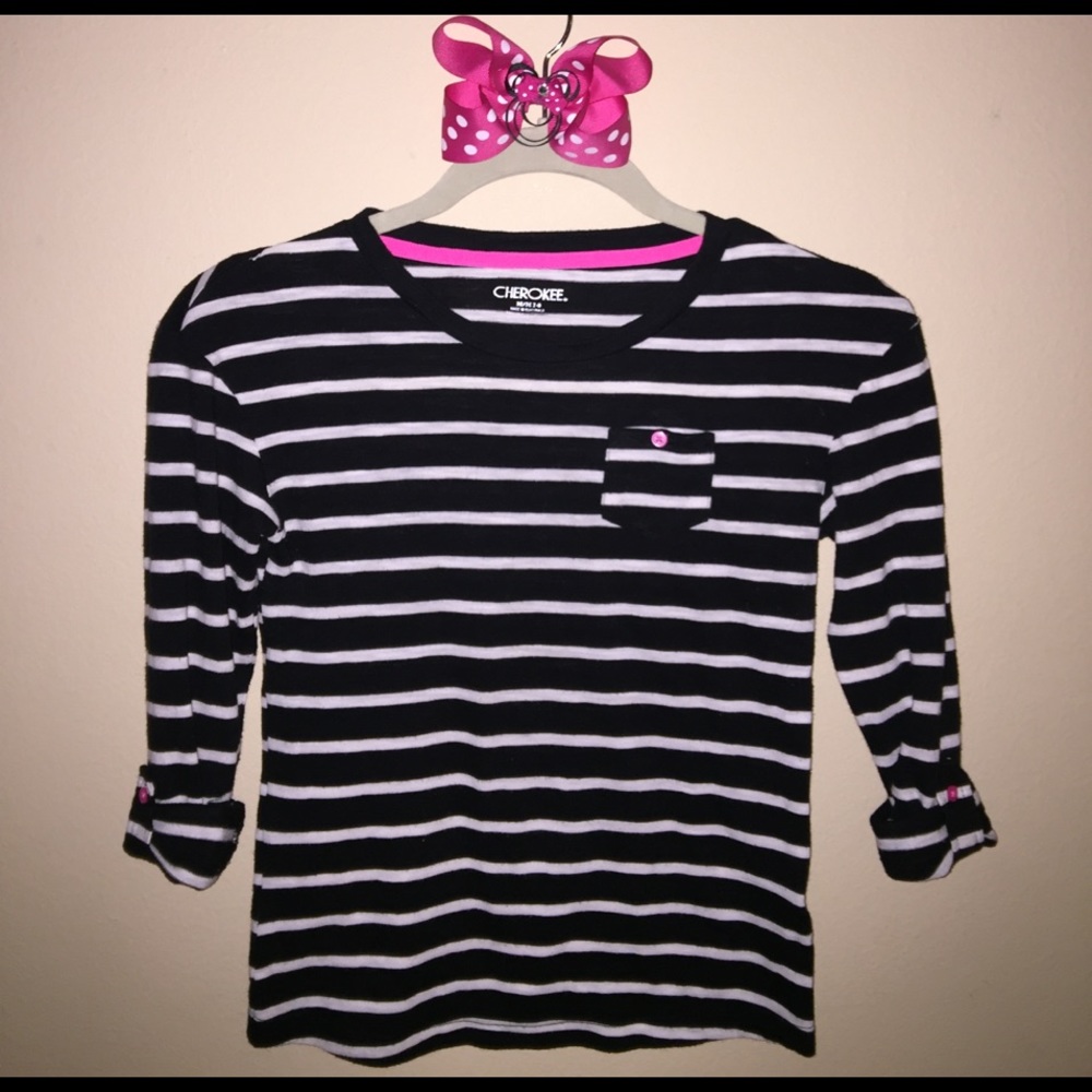 Girls Cherokee Medium 7-8 black striped top