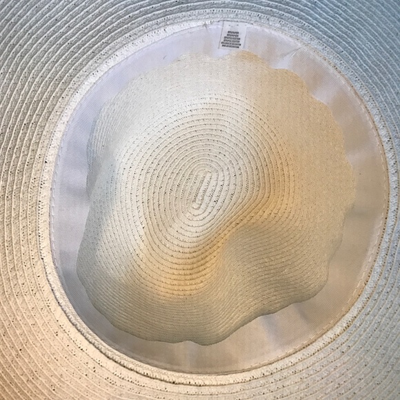 White Straw Hat with Black Band, One Size - Picture 4 of 5