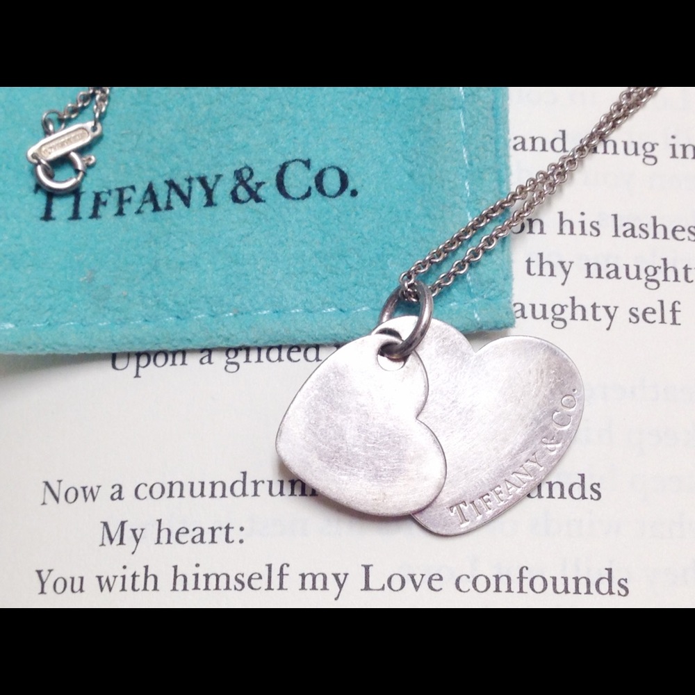 Authentic Tiffany & Co Double Heart Tag Necklace