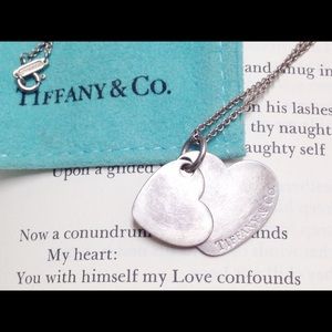 Authentic Tiffany & Co Double Heart Tag Necklace
