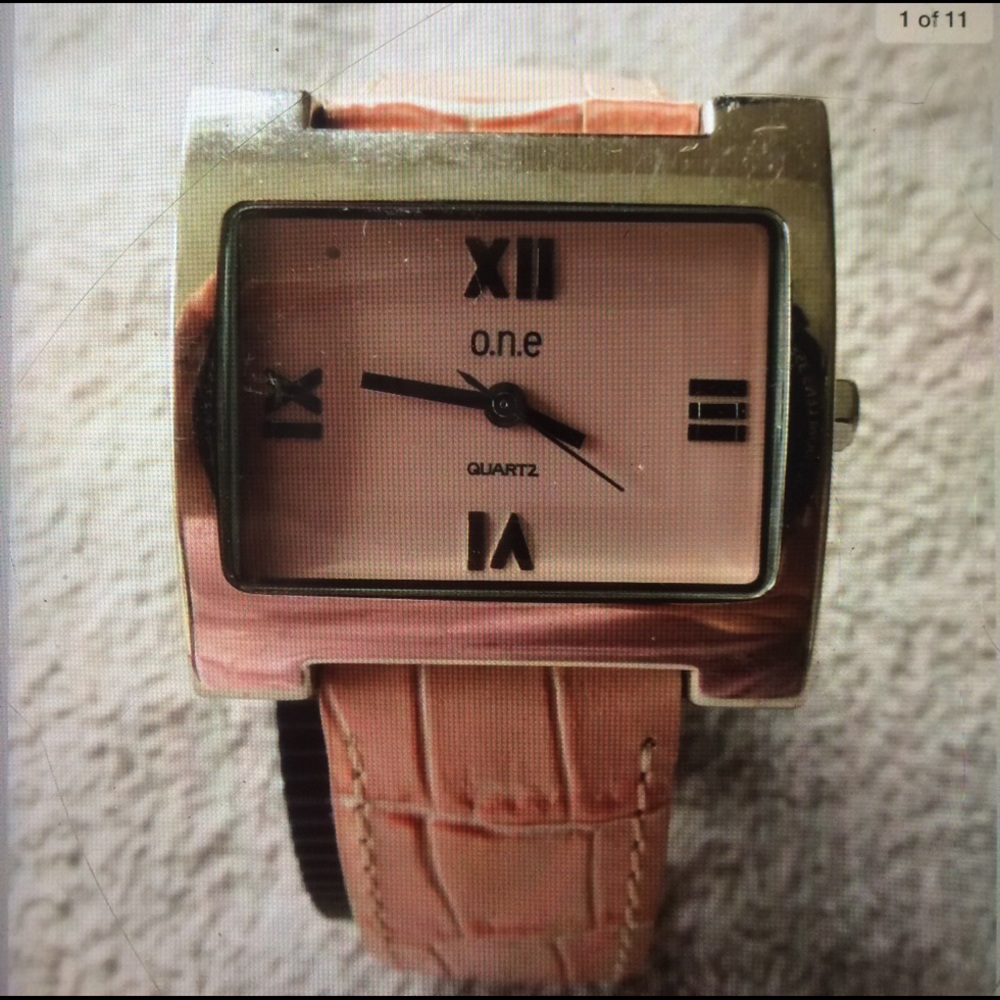 O.N.E. Pink & Silver Color Wrist Band Watch
