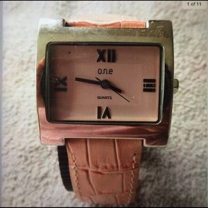 O.N.E. Pink & Silver Color Wrist Band Watch