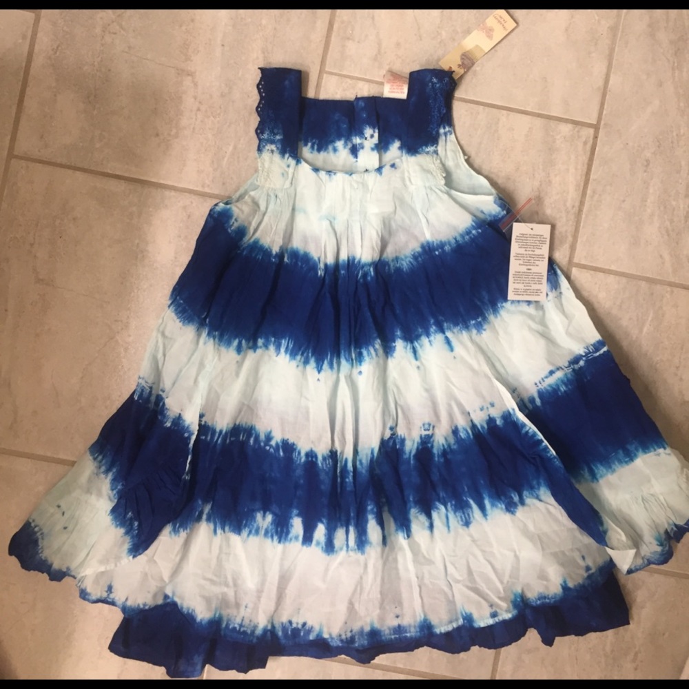 Strawberry Faire Girls Blue Tye Dyed Dress
