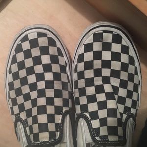 Checkered vans classic slip ons