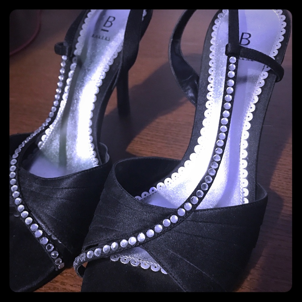 Satin Black Bakers Heels