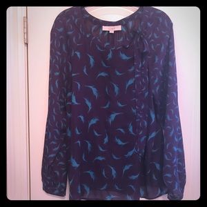 Sheer Purple & Teal Ann Taylor Blouse