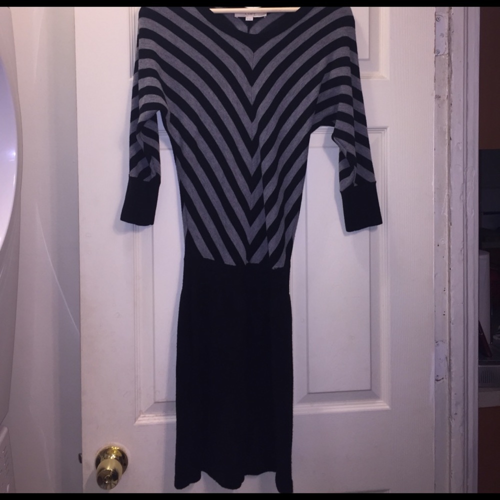 Black & Grey striped sweater dress