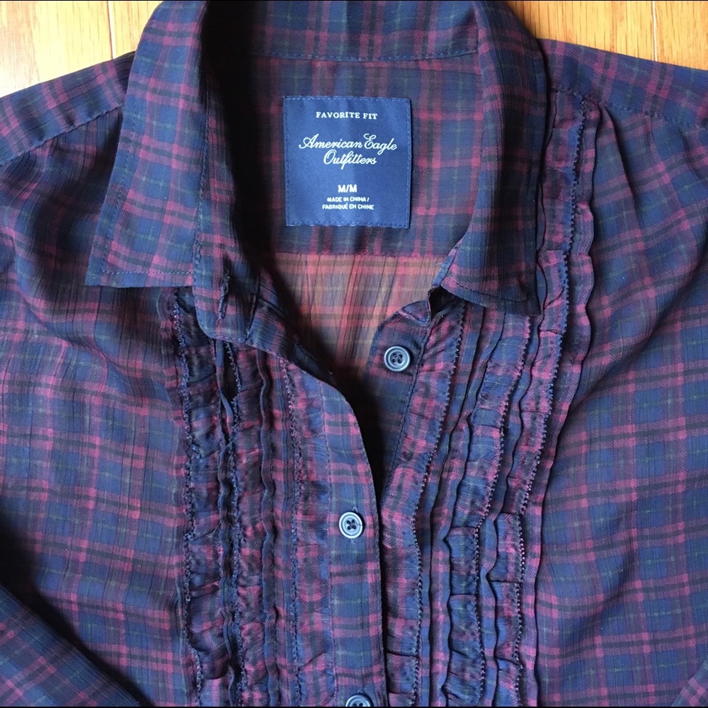 American Eagle sheer ruffle blouse