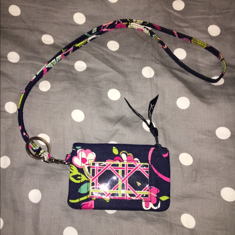 Vera Bradley Lanyard & Zip ID Case in Navy Floral