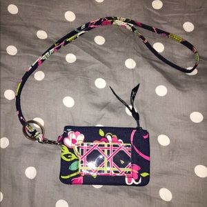 Vera Bradley Lanyard & Zip ID Case in Navy Floral