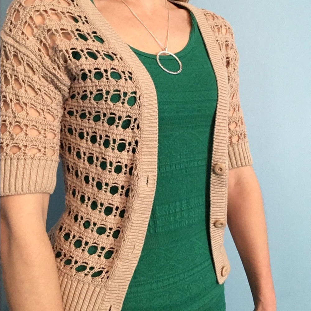 Crocheted Beige Sweater