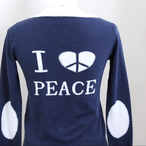 Navy Cardigan - “I ❤️ Peace” - Picture 4 of 5