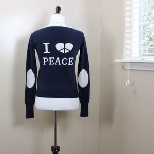 Navy Cardigan - “I ❤️ Peace”