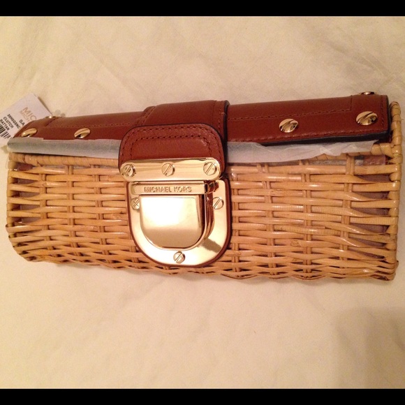 MICHAEL Michael Kors Handbags - NWT MK Santorini Rattan Clutch Natural Straw