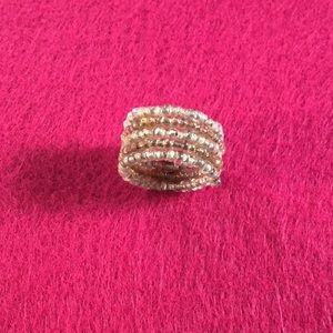 Beaded spiral wire ring