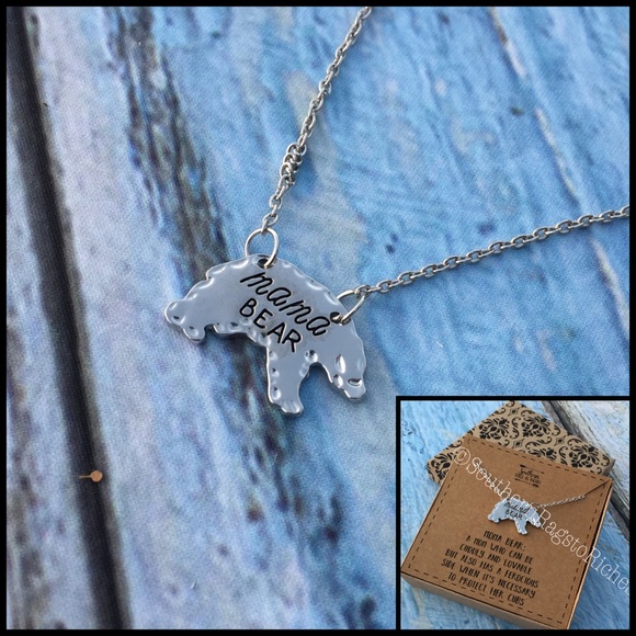 Jewelry - Mama Bear Necklace in Silver Mothers Day Gift