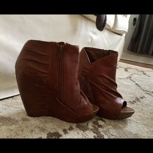 Brown leather booties